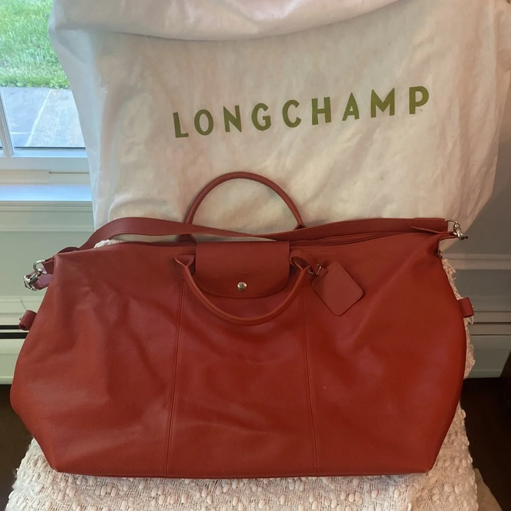 🌾Longchamp Rich Orange 🌾XLarge Leather Travel ✈️ Bag🌾 - Picture 8 of 17